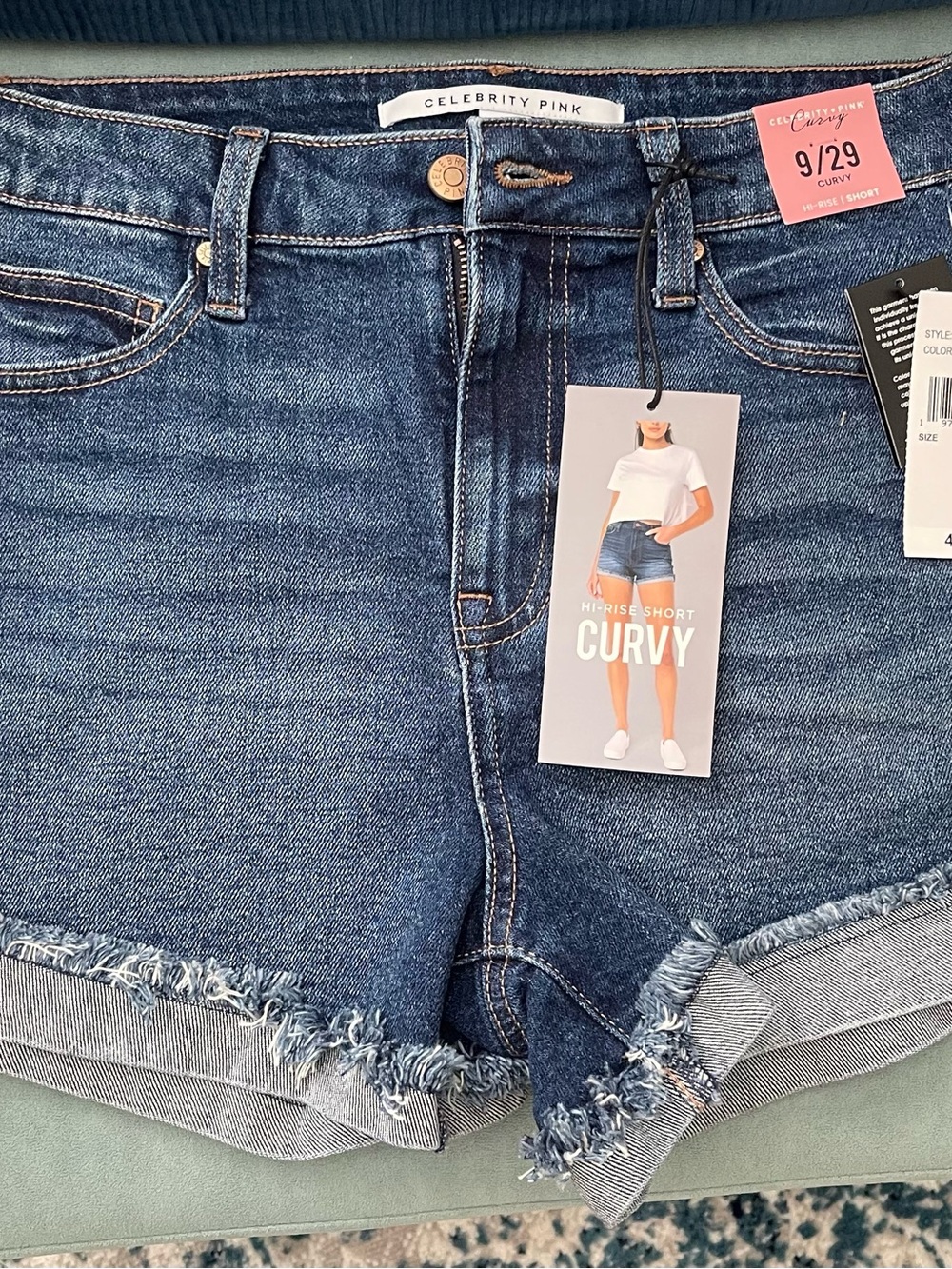 New Celebrity Pink High-Rise Curvy Denim Shorts - Blue